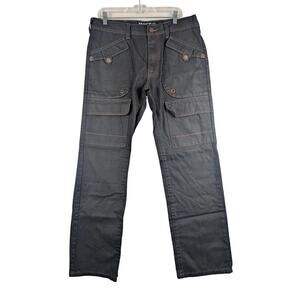 Enyce Blue Copper Stitch Cargo Steampunk Mens 34x32 Denim Jeans Straight Leg